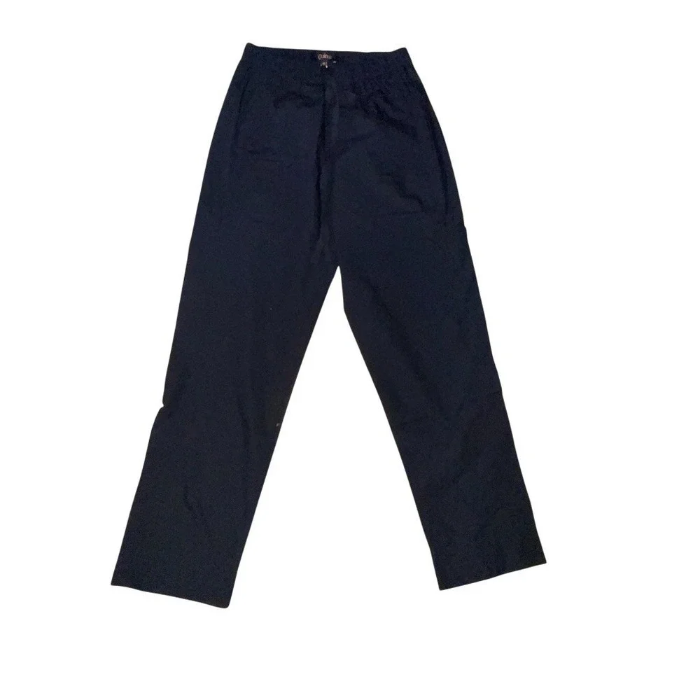 Quince 100% organic cotton poplin Pull-On Pants Womens XS Black Straight Elastic